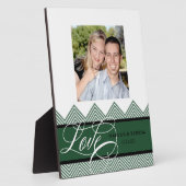 Plaque Photo Mariage Engagé Chic Chevron Moderne Personnalisé (Côté)