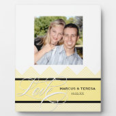 Plaque Photo Mariage Engagé Chic Chevron Moderne Personnalisé (Devant)