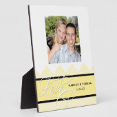 Plaque Photo Mariage Engagé Chic Chevron Moderne Personnalisé (Côté)