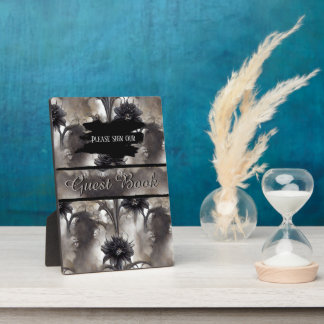 Plaque Photo Mariage floral noir gothique Haut