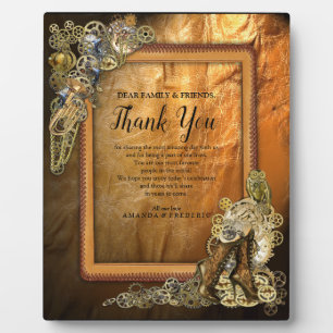 Plaque Photo Mariage Gothique-Gold Steampunk en cuir