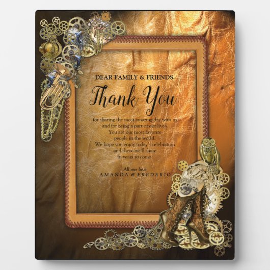 Plaque Photo Mariage Gothique-Gold Steampunk en cuir (Devant)