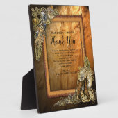 Plaque Photo Mariage Gothique-Gold Steampunk en cuir (Côté)