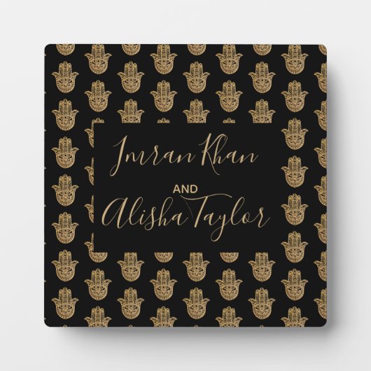 Plaque Photo Mariage indien Gold hamsa Henna Affiche de bienven (Devant)