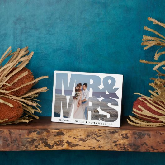 Plaque Photo Mariage M. Mme Newlyved Photo (Côté)