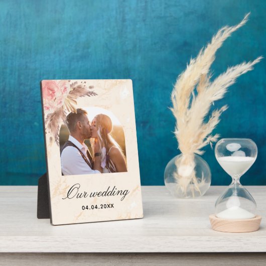 Plaque Photo Mariage Pampas herbe rose pâle (Côté)