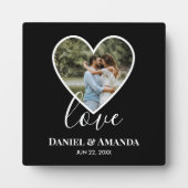 Plaque Photo Mariage Photo Black Heart Frame Moderne Calligraph (Devant)