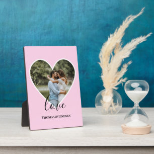 Plaque Photo Mariage Photo Cadre Coeur Rose Calligraphie Modern