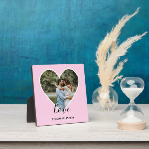 Plaque Photo Mariage Photo Cadre Coeur Rose Calligraphie Modern