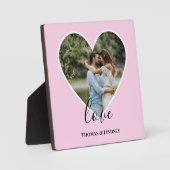 Plaque Photo Mariage Photo Cadre Coeur Rose Calligraphie Modern (Recto)