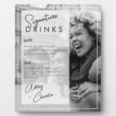 Plaque Photo Mariage photo noir blanc Couple Signature Boire (Devant)