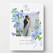Plaque Photo Mariage photo Rose bleu ruban (Devant)