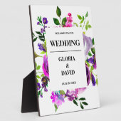 Plaque Photo Mariage romantique floral violet de bienvenue (Côté)