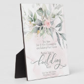 Plaque Photo Mariage | Rose d'aquarelle rose BOHO Bloc de const (Côté)