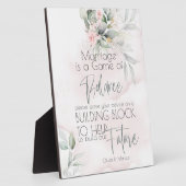 Plaque Photo Mariage | Rose rose et feuillage vert pâle (Côté)