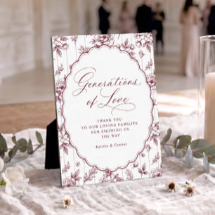Plaque Photo Mariage Rouge Bourgogne Générations d'Amour Vintag