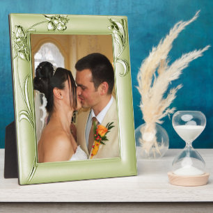 Plaque Photo Mariage vert argent teint & Fleurs 1 Ajouter photo