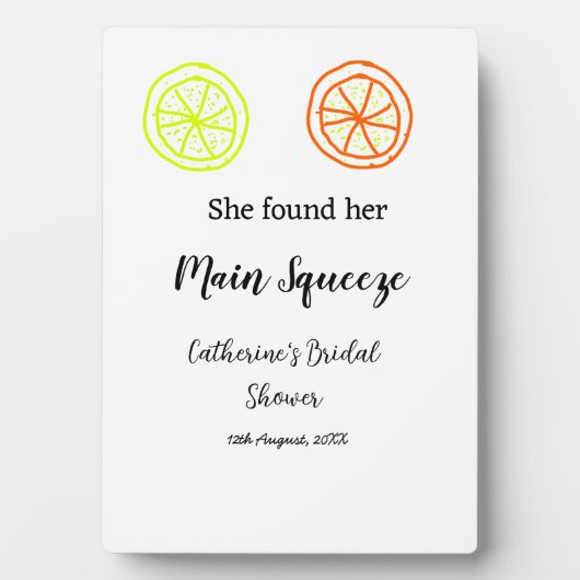 Plaque Photo Mariée au citron Main Squeeze personnalisable (Devant)