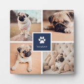 Plaque Photo Marine | Nom du chien et empreinte digitale Collag (Devant)