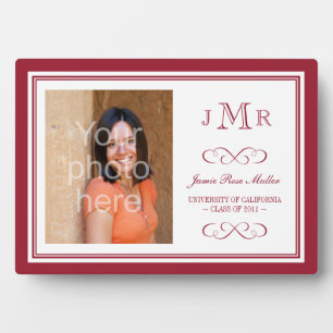 Plaque Photo Maroon rouge frontière classe monogramme graduatio