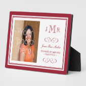 Plaque Photo Maroon rouge frontière classe monogramme graduatio (Côté)