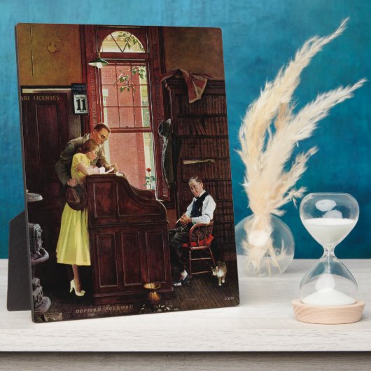 Plaque Photo Marriage license by Norman Rockwell (Côté)