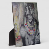 Plaque Photo Masaï Mère & Enfant avec Lion Art Imprimer/Graphiq (Côté)