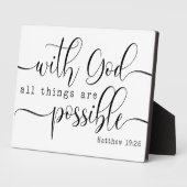 Plaque Photo Matthieu 19:26 Bible Écriture Ferme Signe (Côté)