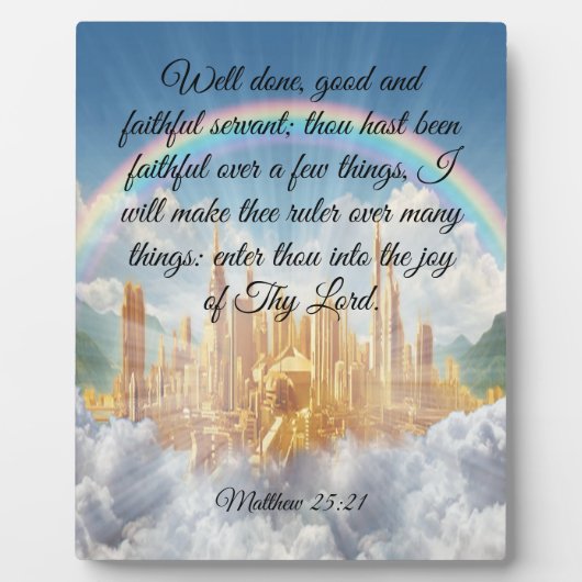 Plaque Photo Matthieu 25:21 (Devant)
