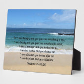 Plaque Photo Matthieu 25:35,36 Car j'avais faim et tu m'as donn (Côté)