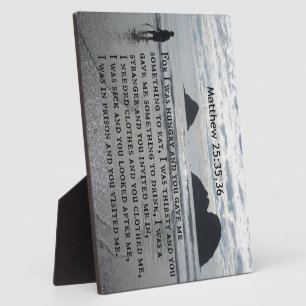 Plaque Photo Matthieu 25:35,36 Car j'avais faim et tu m'as donn