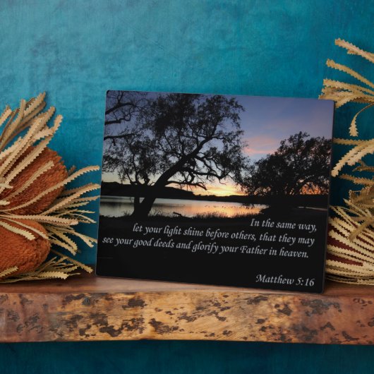 Plaque Photo Matthieu 5:16 Que Ta Lumière Brille... (Côté)