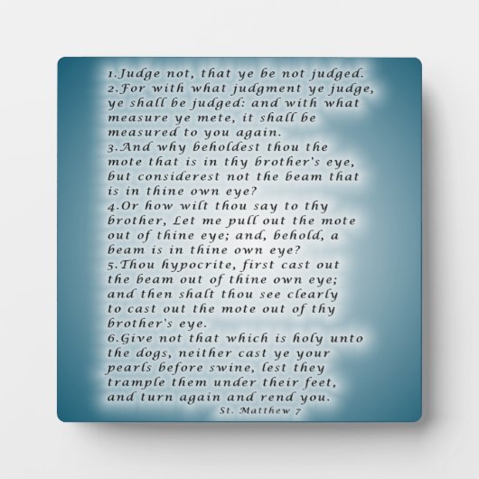 Plaque Photo Matthieu 7:1-6 (Devant)