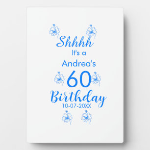 Plaque Photo Mauve blanche bleu shhh nom floral 60e anniversair