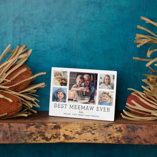 Plaque Photo Meemaw Ever 5-Photo Conserver Collage Personnalisé (Côté)