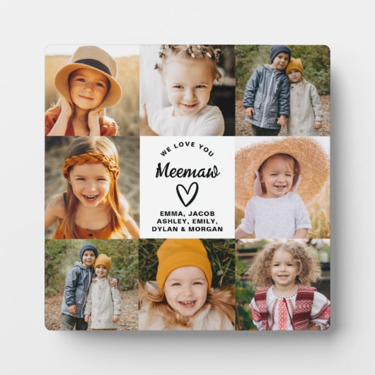 Plaque Photo Meemaw We Love You Hearts Modern Photo Collage (Devant)