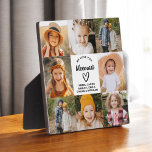Plaque Photo Meemaw We Love You Hearts Modern Photo Collage<br><div class="desc">The Meemaw We Love You Heart Modern Photo Collage Plaque est un cadeau émouvant et personnalisé qui met en valeur votre amour pour votre grand-mère. Cette plaque magnifiquement conçue comprend un collage photo en forme de coeur, vous permettant d'ajouter vos photos de famille préférées dans un agencement moderne et élégant....</div>