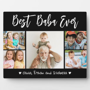 Plaque Photo Meilleur Baba Ever Grandkids 5 Photo Collage noir