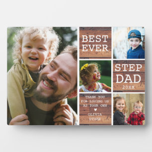 Plaque Photo Meilleur Bonus Étape Papa 4 Photo Collage Bois rus