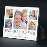 Plaque Photo Meilleur Grand-Père Ever 5 Photo Famille Personnal<br><div class="desc">Un design simple et propre permet à vos photos de famille de briller sur cette plaque Best Grand jamais. Une grande photographie au centre avec deux plus petites photos de chaque côté vous permet d'insérer vos propres photos facilement. Best Grandad Ever est écrit ci-dessous dans une police moderne. Deux lignes...</div>