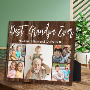 Plaque Photo Meilleur Grand-Père Jamais 5 Petits-Enfants Collag