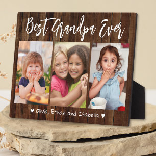 Plaque Photo Meilleur Grand-Père Jamais Petits-Enfants 3 Collag