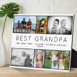 Plaque Photo Meilleur grand-père Moderne 6 Photo Collage de pho<br><div class="desc">Meilleur grand-père Moderne 6 Photo Collage Plaque de la Fête des Pères. Plaque de collage photo douce avec votre message personnalisé et les noms des enfants - ajoutez vos 6 photos préférées dans les modèles et personnalisez avec vos noms. Cadeau de conservation pour un grand-père le jour du Père, anniversaire...</div>