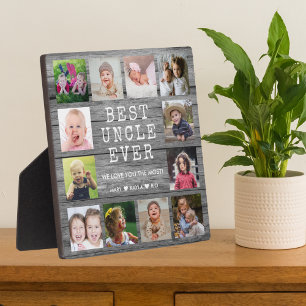 Plaque Photo Meilleur Oncle Ever 12 Photo Collage Gris Bois