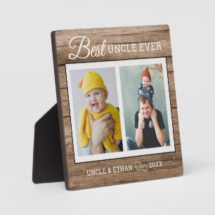 Plaque Photo Meilleur Oncle Ever 2 Photo Collage Bois rustique