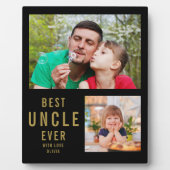 Plaque Photo Meilleur Oncle Ever 2 Photo Collage Noir Et Or (Devant)