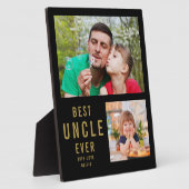 Plaque Photo Meilleur Oncle Ever 2 Photo Collage Noir Et Or (Côté)