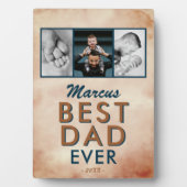 Plaque Photo Meilleur papa Aquarelle Père 3 Photo Collage (Devant)