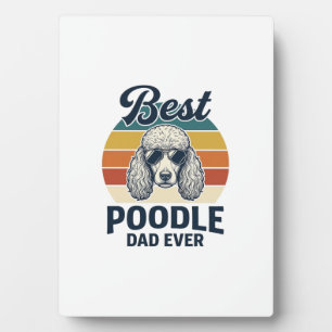 Plaque Photo Meilleur Papa Caniche Vintage T-shirt de chien gra