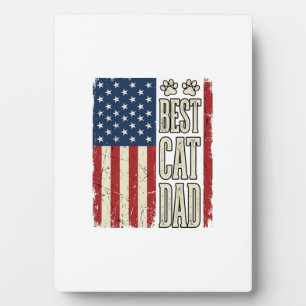 Plaque Photo Meilleur Papa Chat Design de Chemise Vintage Flag_